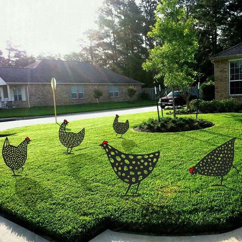 Stainless Steel Decorative Metal Chicken for Garden or Terrace – view 3