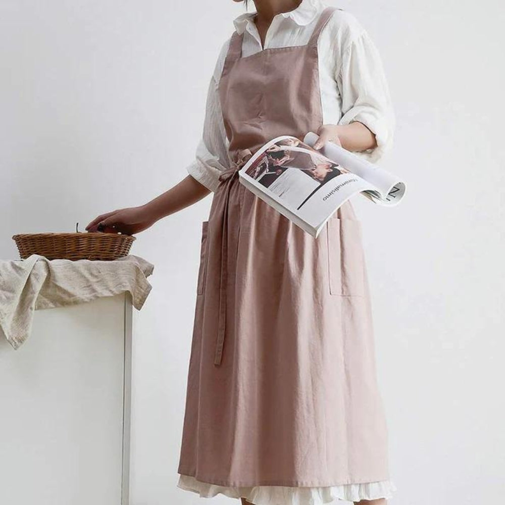 Gray Kitchen Apron with Pockets for Cooking and Baking - view 7