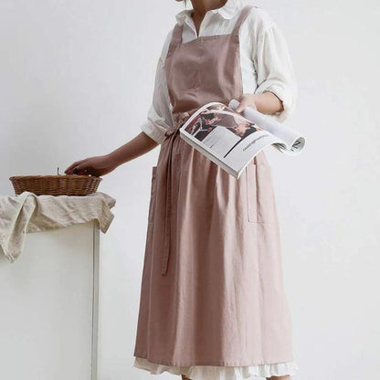 Gray Kitchen Apron with Pockets for Cooking and Baking - view 7