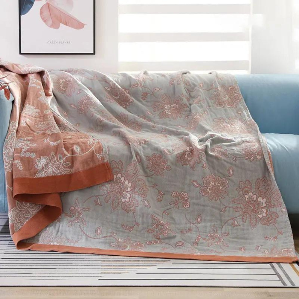 Floral Cotton Throw Blanket – Lightweight for Bed or Sofa – view 4