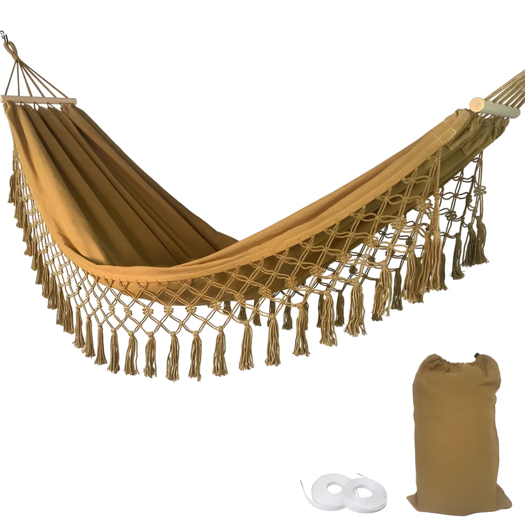 Cotton Blend Hammock – Bohemian Style for Garden or Balcony – view 9