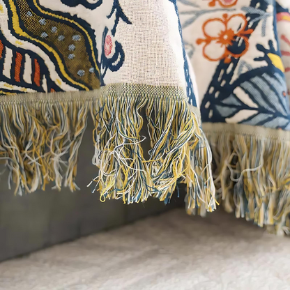 Lightweight Floral Throw with Fringe for Sofa or Bedroom - view 4