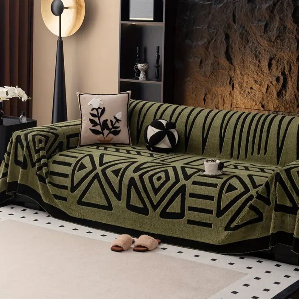 Gray Microfiber Sofa Cushions with Modern Maze Pattern for Living Rooms – view 4