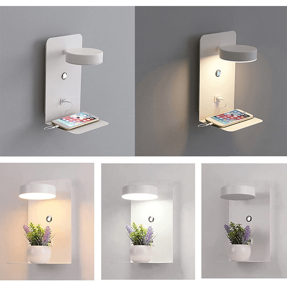 Multifunctional Black Lamp with Charging Station and Shelf - view 5