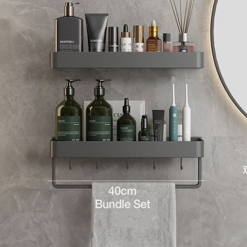 Water-Resistant Bathroom Wall Shelf with Towel Rack - view 8