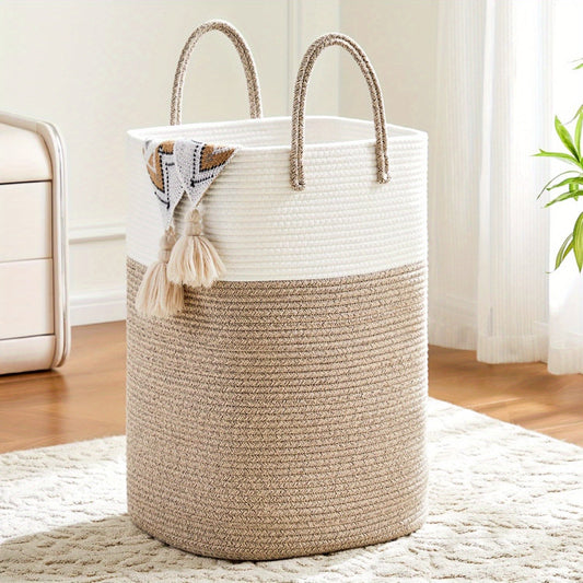 Extra Large Foldable Storage Basket - Neutral Woven Design - view 2