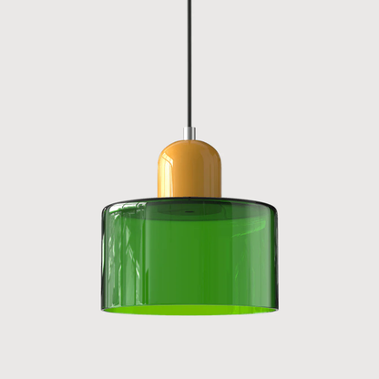 Retro Pendant Light in Dark Green and Orange, Adjustable Length - view 39