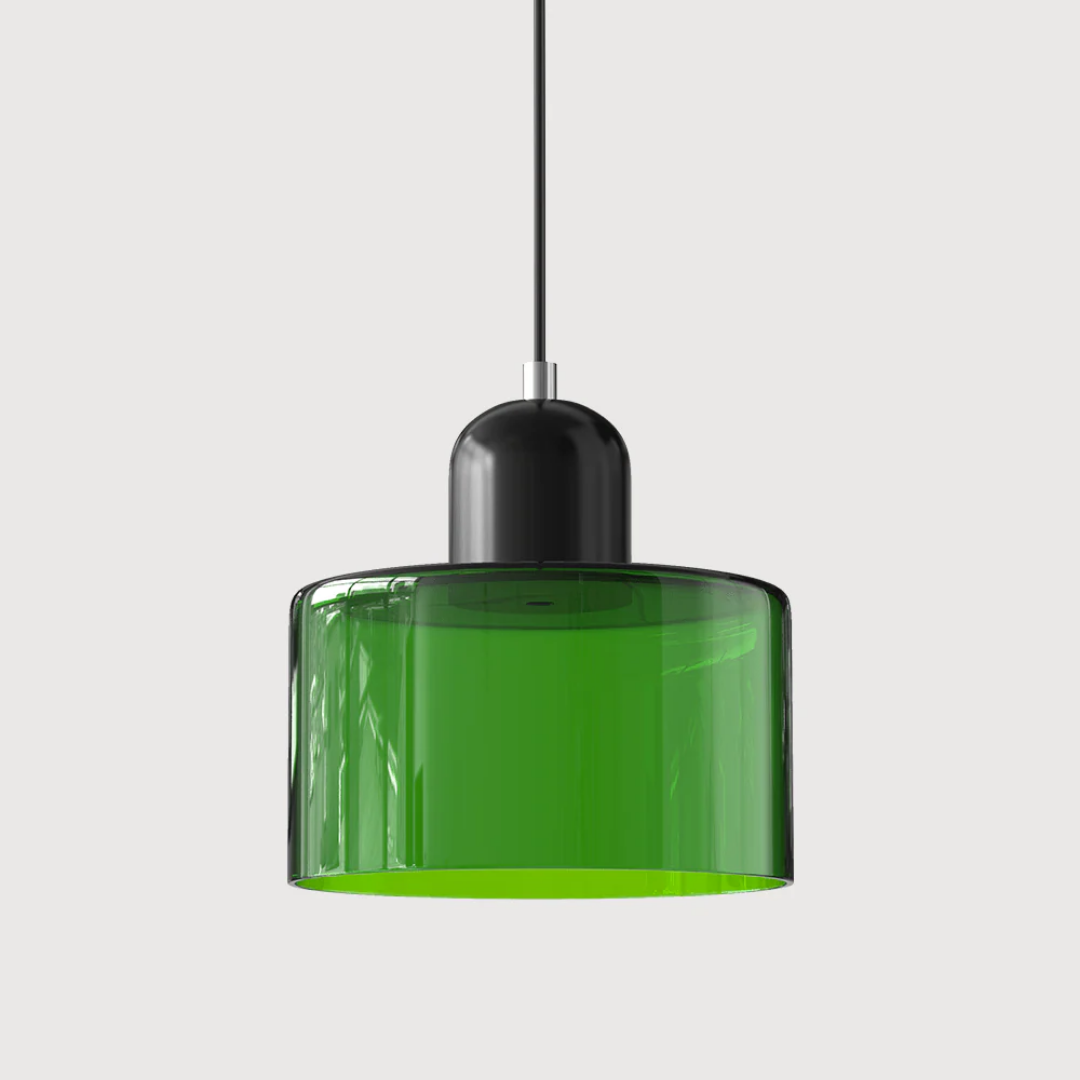 Retro Pendant Light in Dark Green and Orange, Adjustable Length - view 40