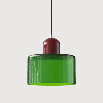 Retro Pendant Light in Dark Green and Orange, Adjustable Length - view 38