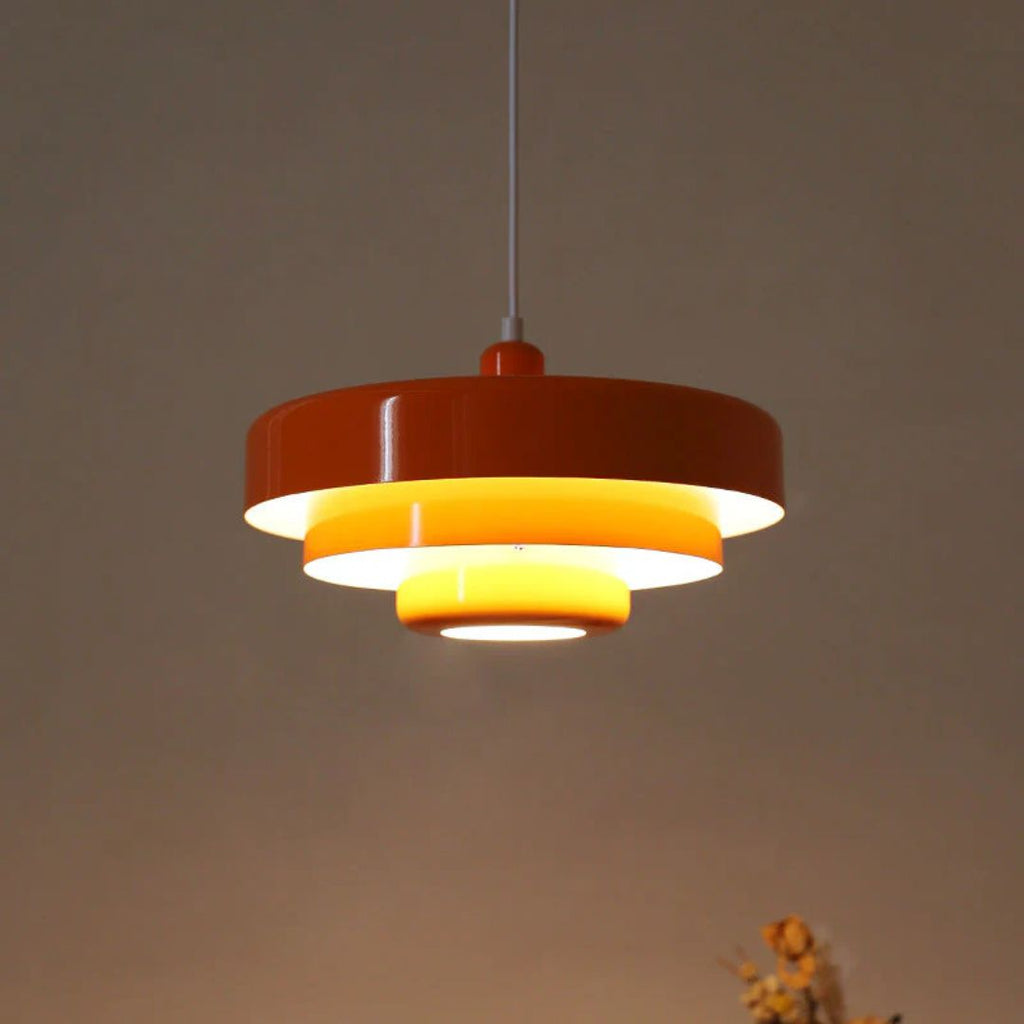 Layered Metal Pendant Lamp in Green, Orange, or White for Dining Room – view 23