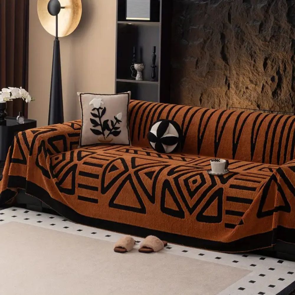 Gray Microfiber Sofa Cushions with Modern Maze Pattern for Living Rooms – view 5