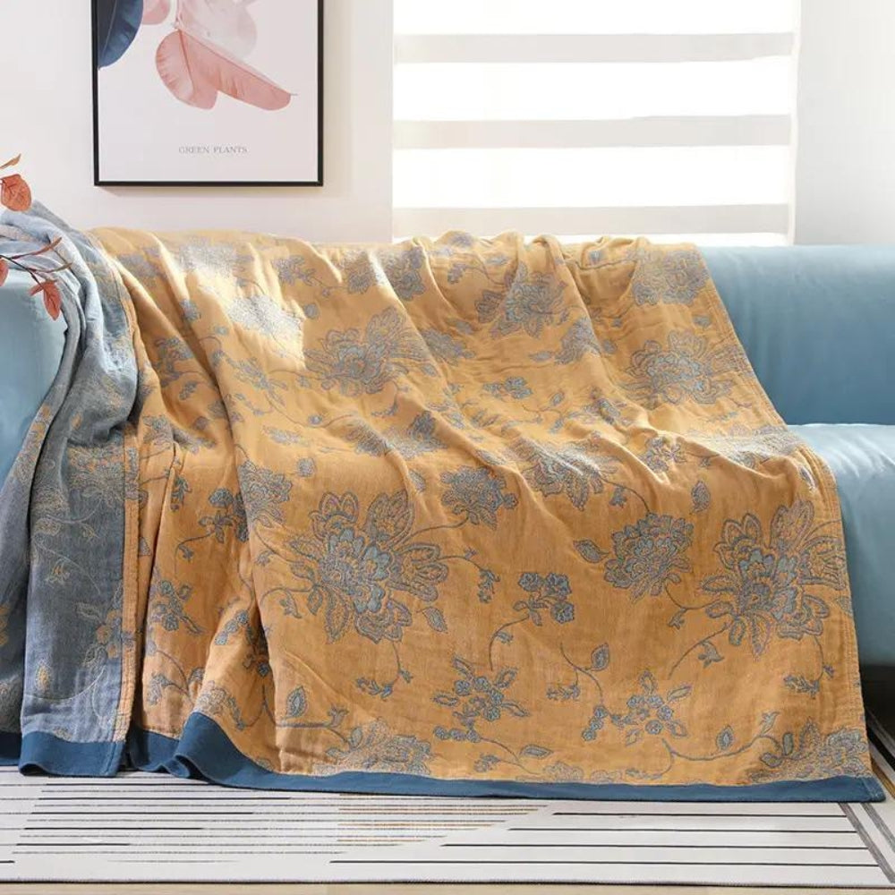 Floral Cotton Throw Blanket – Lightweight for Bed or Sofa – view 5