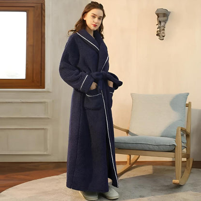 Plush Unisex Bathrobe with Pockets for Cozy Home Use - view 7