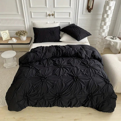 Wrinkled Flower Bedding Set – White, with Pillowcase - view 3