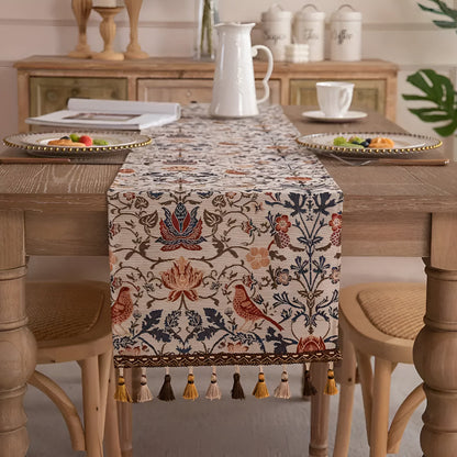 Vintage Jacquard Tablecloth - Flowers and Birds for Dining Table - view 3