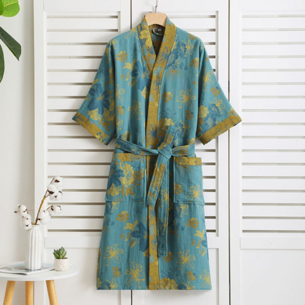 Retro Print Bathrobe for Summer Home or Wellness Use - view 4