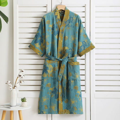 Retro Print Bathrobe for Summer Home or Wellness Use - view 4