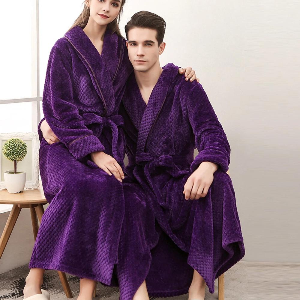 Soft Warm Unisex Bathrobe with Pockets for Home Relaxation - view 14
