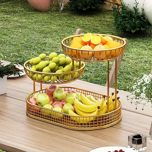 3-Tier Gold Fruit Stand for Kitchen or Dining Table - view 2