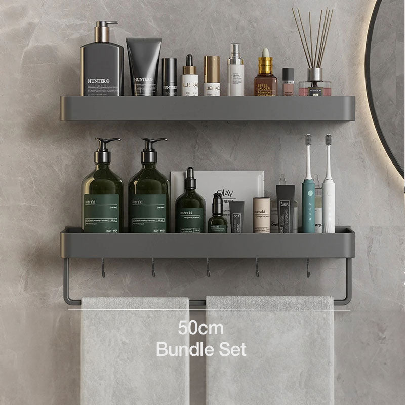 Water-Resistant Bathroom Wall Shelf with Towel Rack - view 9