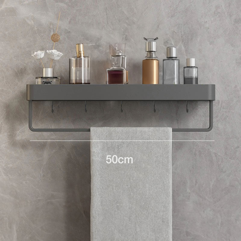 Water-Resistant Bathroom Wall Shelf with Towel Rack - view 6
