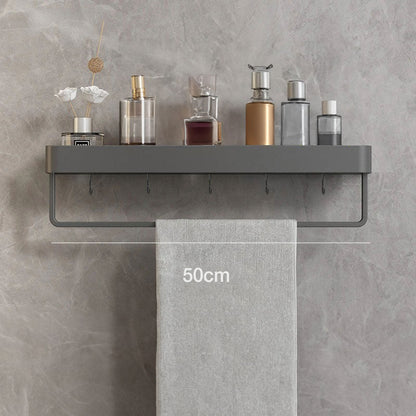 Water-Resistant Bathroom Wall Shelf with Towel Rack - view 6
