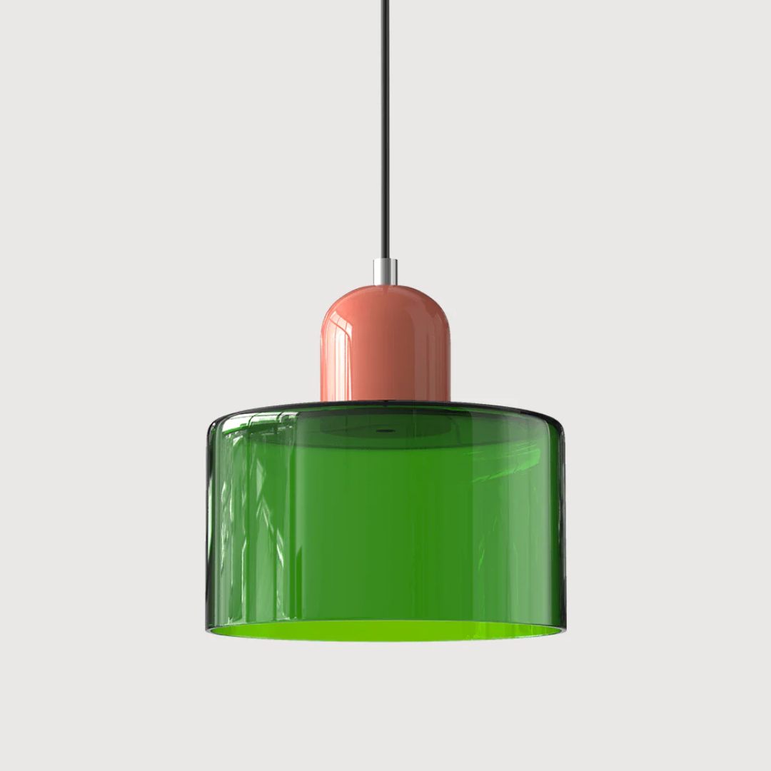 Retro Pendant Light in Dark Green and Orange, Adjustable Length - view 37