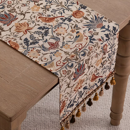 Vintage Jacquard Tablecloth - Flowers and Birds for Dining Table - view 4