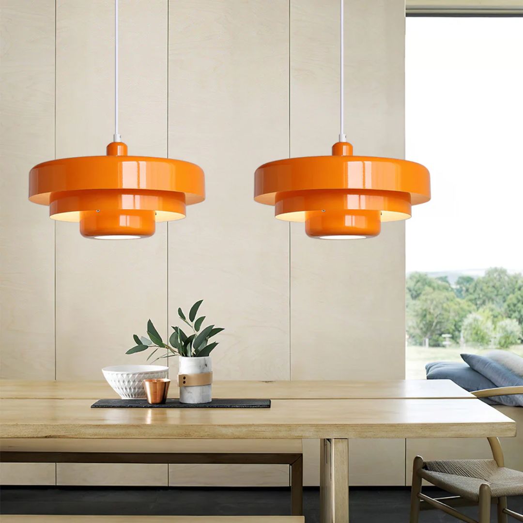 Layered Pendant Lamp in Green, Orange, or White for Dining Room - view 5