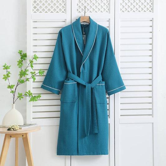 Waffle Weave Bathrobe in Beige for Home or Spa - view 2