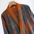 Lightweight Cotton Retro Bathrobe with Vintage Jacquard Pattern
