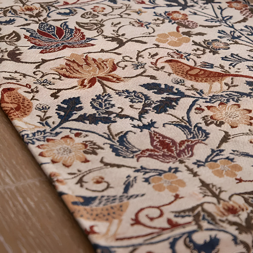 Vintage Jacquard Tablecloth - Flowers and Birds for Dining Table - view 5