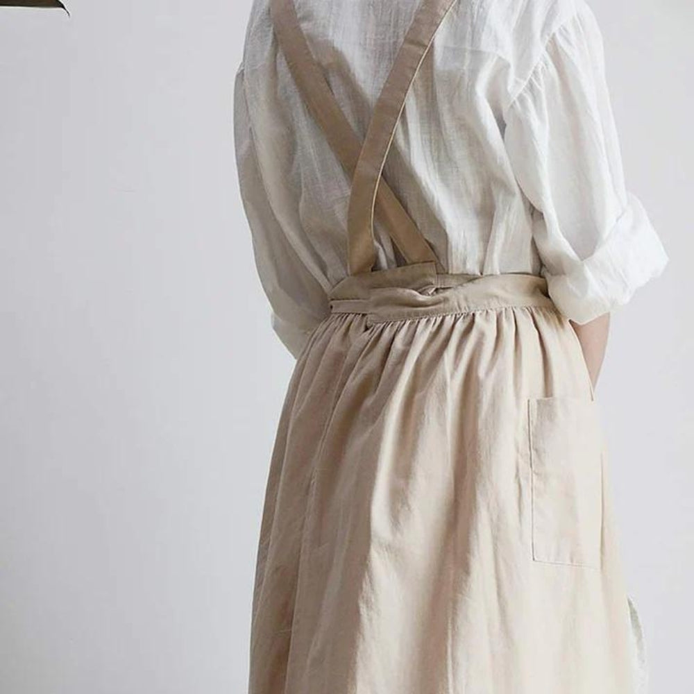 Gray Kitchen Apron with Pockets for Cooking and Baking - view 8
