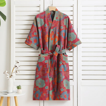 Retro Print Bathrobe for Summer Home or Wellness Use - view 5