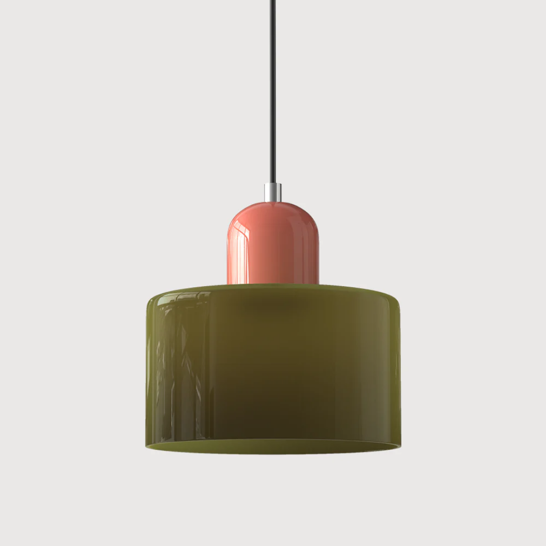 Retro Pendant Light in Dark Green and Orange, Adjustable Length - view 31