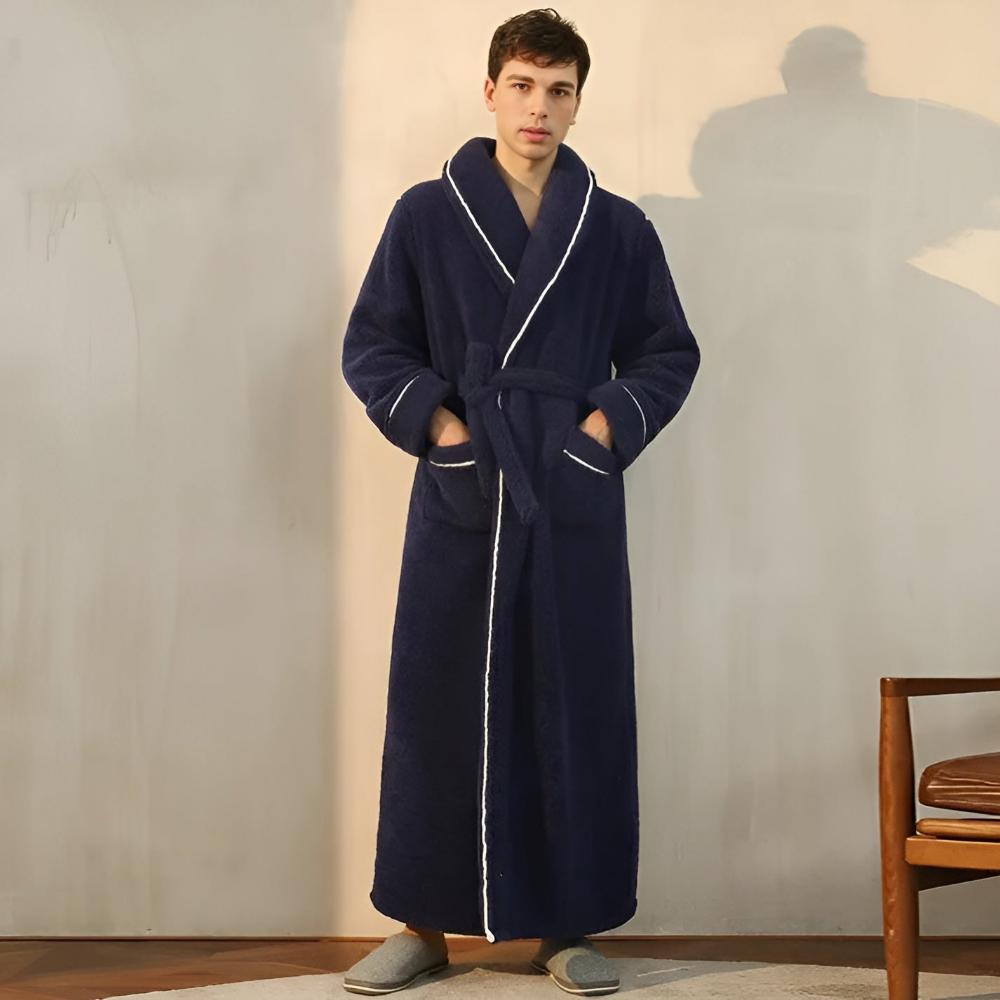 Plush Unisex Bathrobe with Pockets for Cozy Home Use - view 8