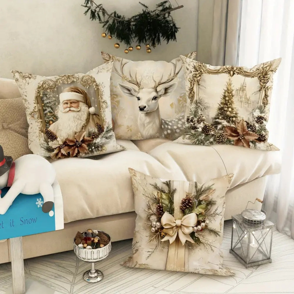Jule Golden Velvet Cushion Cover with Vintage Design for Home Decor