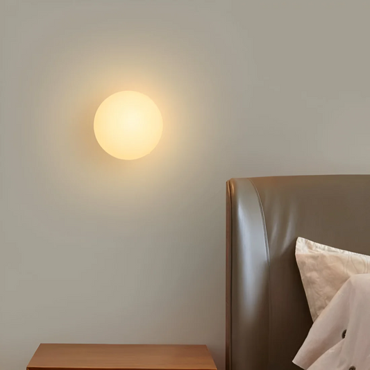 Round Wall Lamp – White Minimalist Design for Bedroom or Living Room - view 2