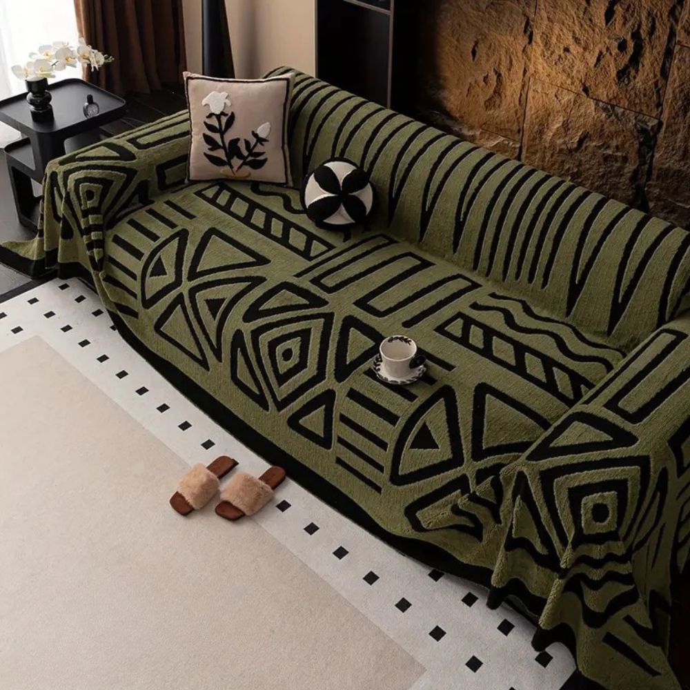 Gray Microfiber Sofa Cushions with Modern Maze Pattern for Living Rooms – view 6