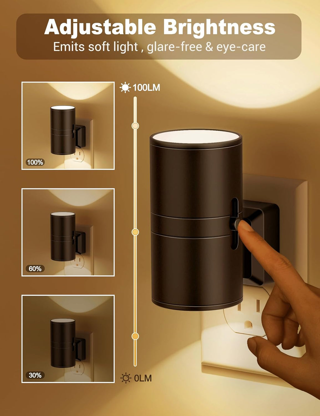 Dimmable LED Night Light with Twilight Sensor - White Plastic – view 2