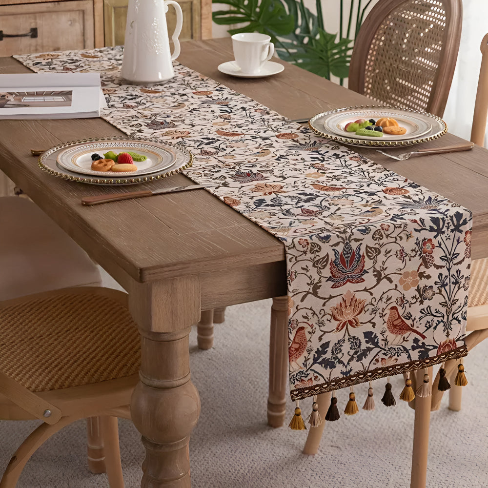 Vintage Jacquard Tablecloth - Flowers and Birds for Dining Table - view 6
