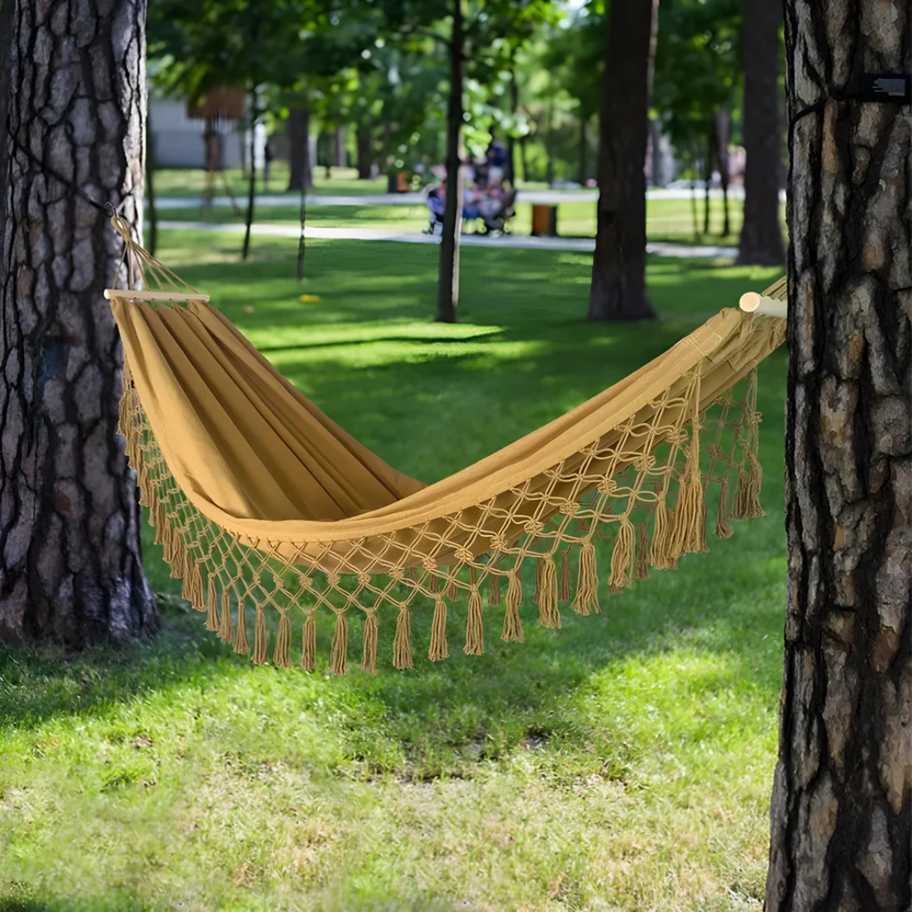 Cotton Blend Hammock – Bohemian Style for Garden or Balcony – view 6