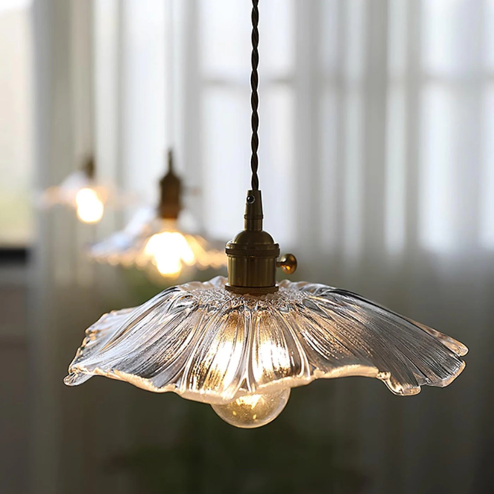 Flower Pendant Lamp in Purple and Amber for Dining Room Decor - view 14