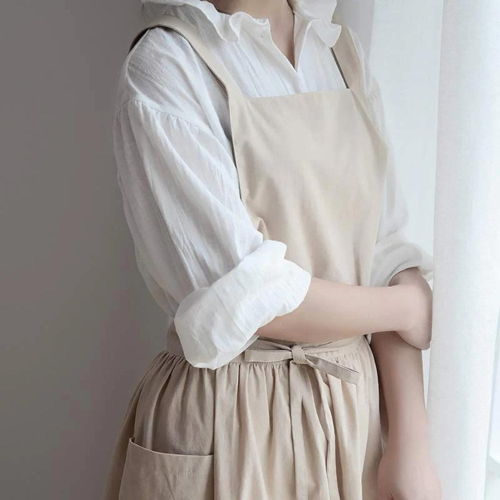 Gray Kitchen Apron with Pockets for Cooking and Baking - view 3