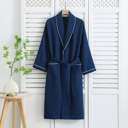 Waffle Weave Bathrobe - Comfortable Beige Home Spa Essential - view 3