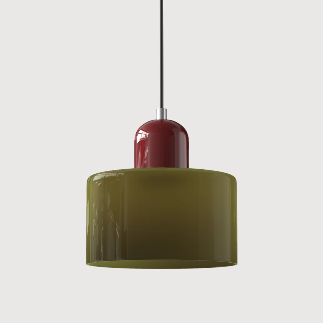 Retro Pendant Light in Dark Green and Orange, Adjustable Length - view 32