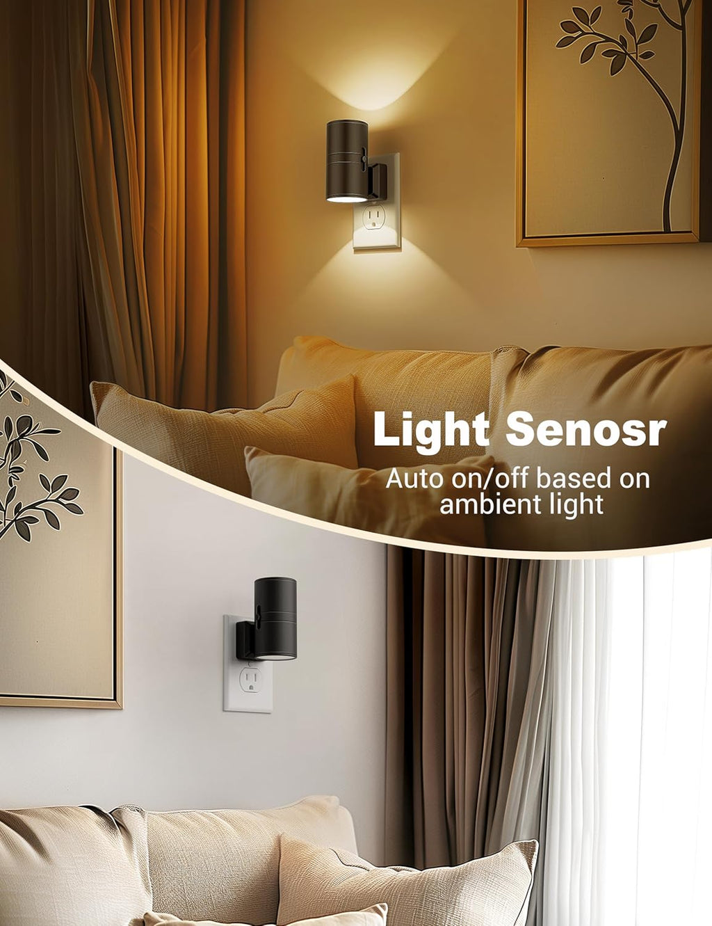 Dimmable LED Night Light with Twilight Sensor - White Plastic – view 3