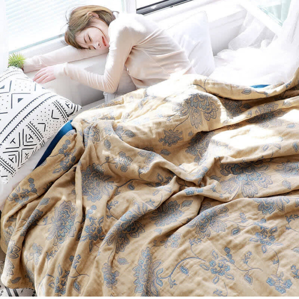 Floral Cotton Throw Blanket – Lightweight for Bed or Sofa – view 6