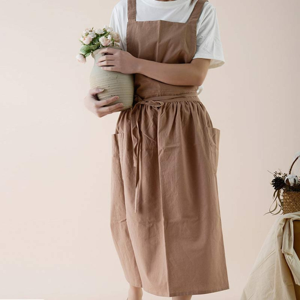 Gray Kitchen Apron with Pockets for Cooking and Baking - view 4
