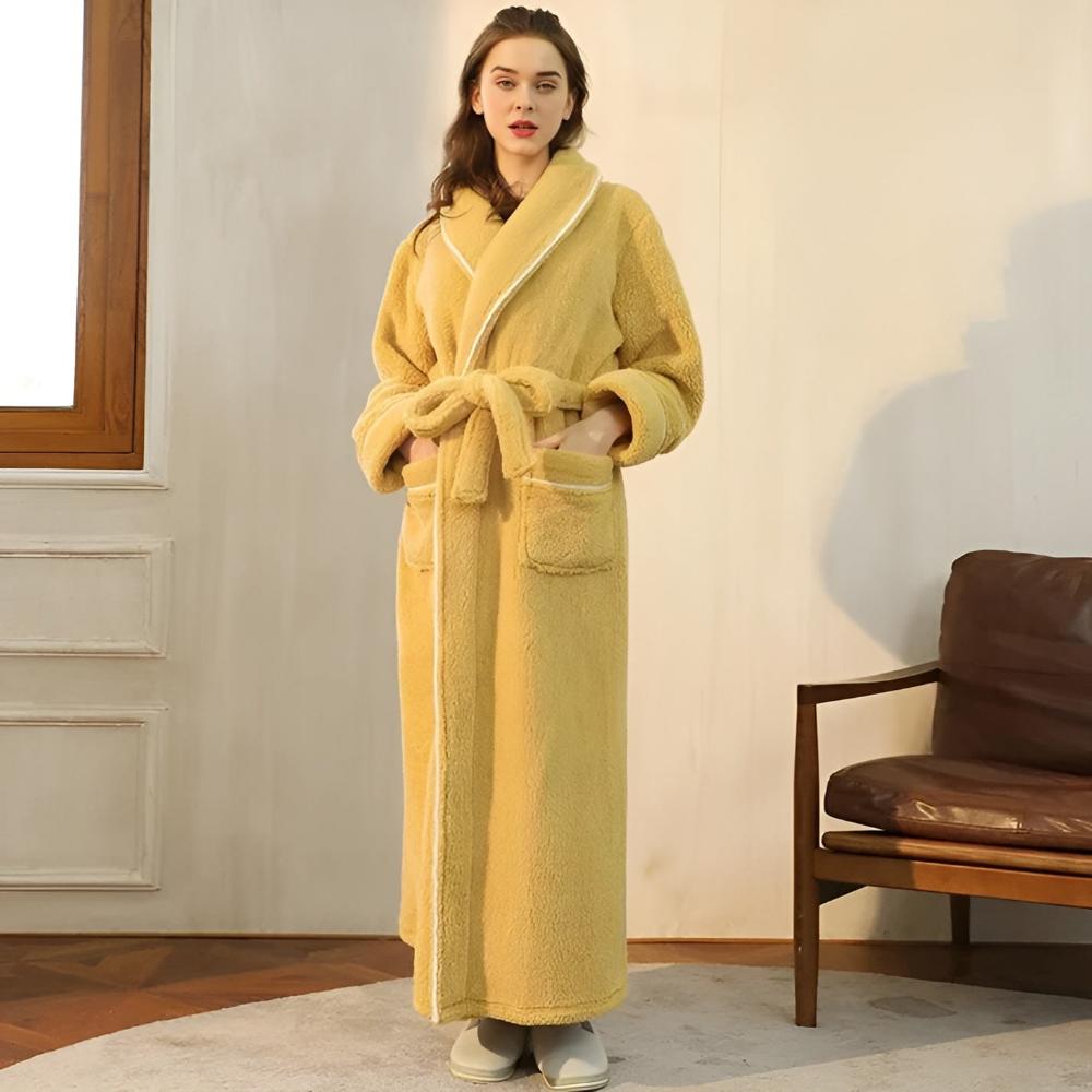 Plush Unisex Bathrobe with Pockets for Cozy Home Use - view 9